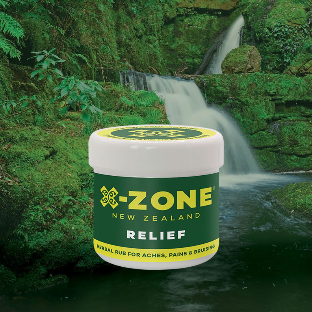 X-ZONE Relief Rub 100ml Herbal Waterfall New Zealand Green Forest Stream Ferns