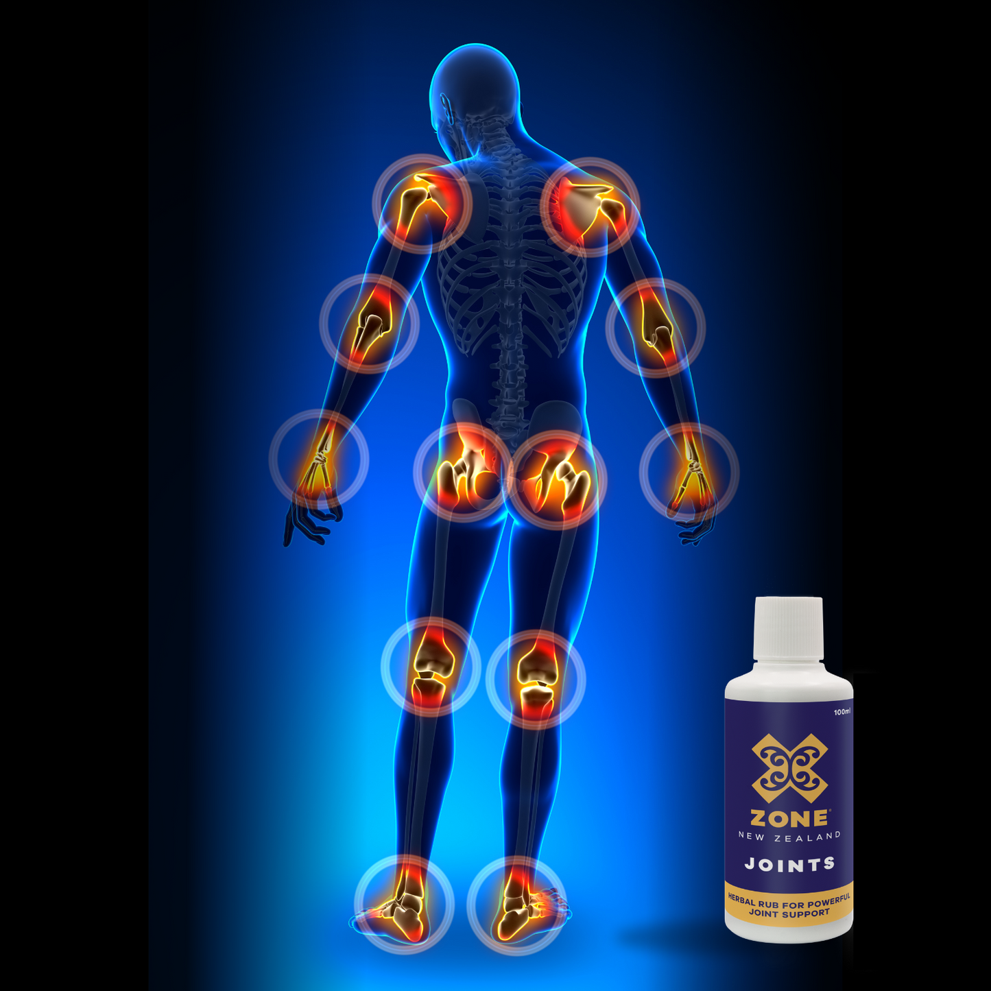 X-ZONE JOINTS Bottle Human Skeleton Joints Shoulders Elbows Wrists Hips Knees Feet 